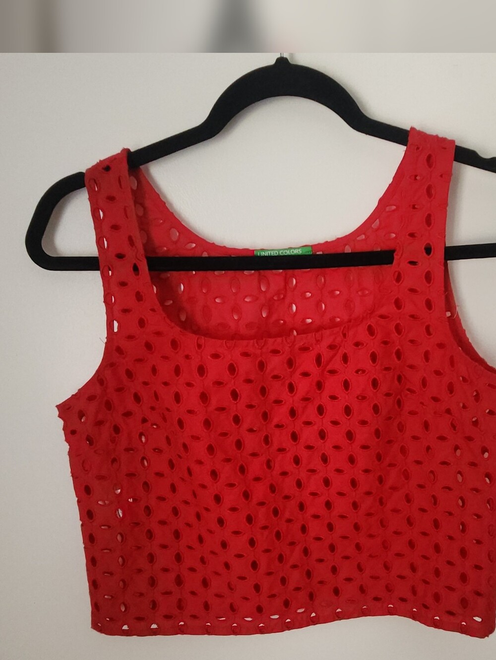 United Colors Of Benetton Red Eyelet Crop Top